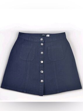 BDG Dark Wash Button Front Denim Jean Skirt Size M Navy Marin Urban Outfitters